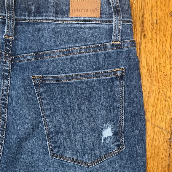 Judy Blue Boyfriend Fit Pull On Blue Distressed Women Jeans Size 27 - Picture 9 of 10